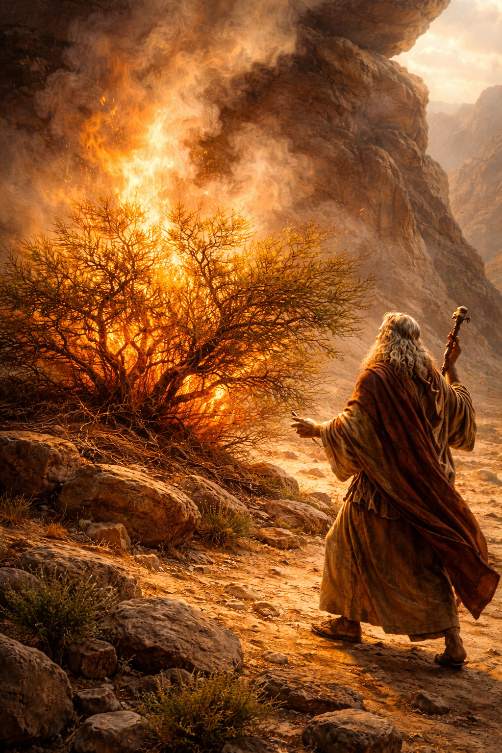 Burning an Acacia bush Burning an Acacia bush