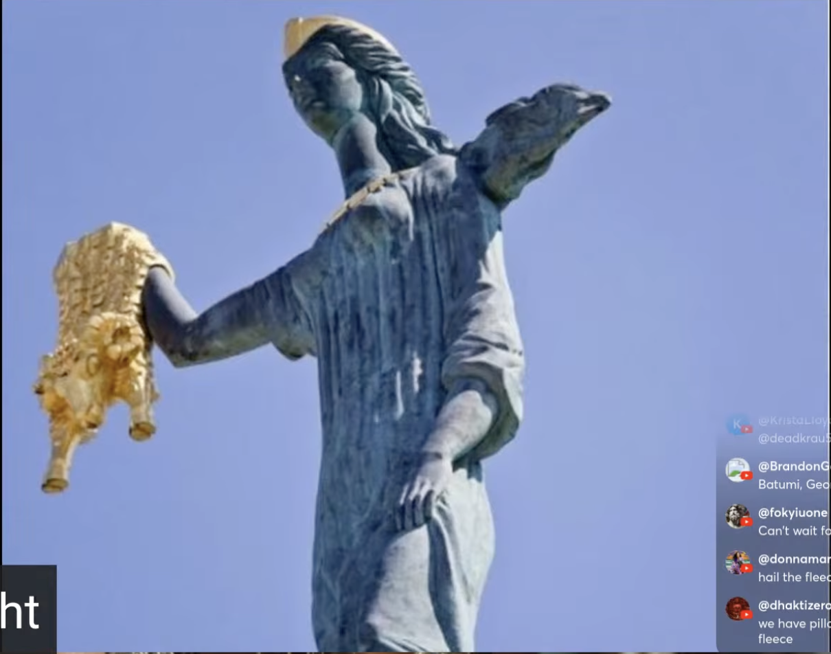medea holding fleece - statue in georgia medea holding fleece - statue in georgia